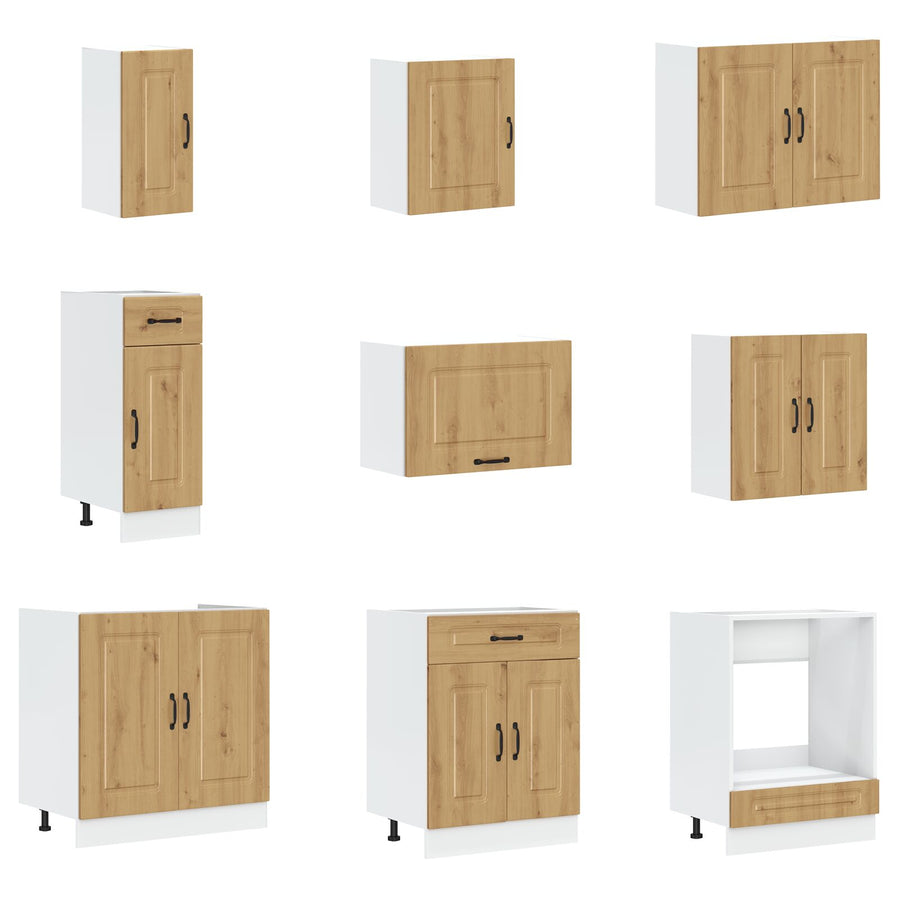Keukenkast ""Kalmar"" Met Dubbele Wasbakken Geengineerd Hout Artisan eiken