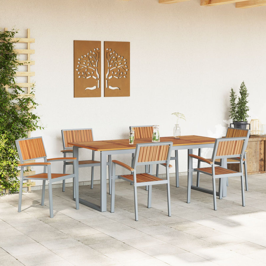 Tuin Eettafel Set Set Van 7 Grijs Aluminium Duurzaam