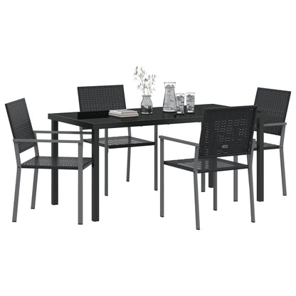 Set Van 3 Zwart Pe Rattan, Gepoedercoat Staal 54X62.5X89 Cm
