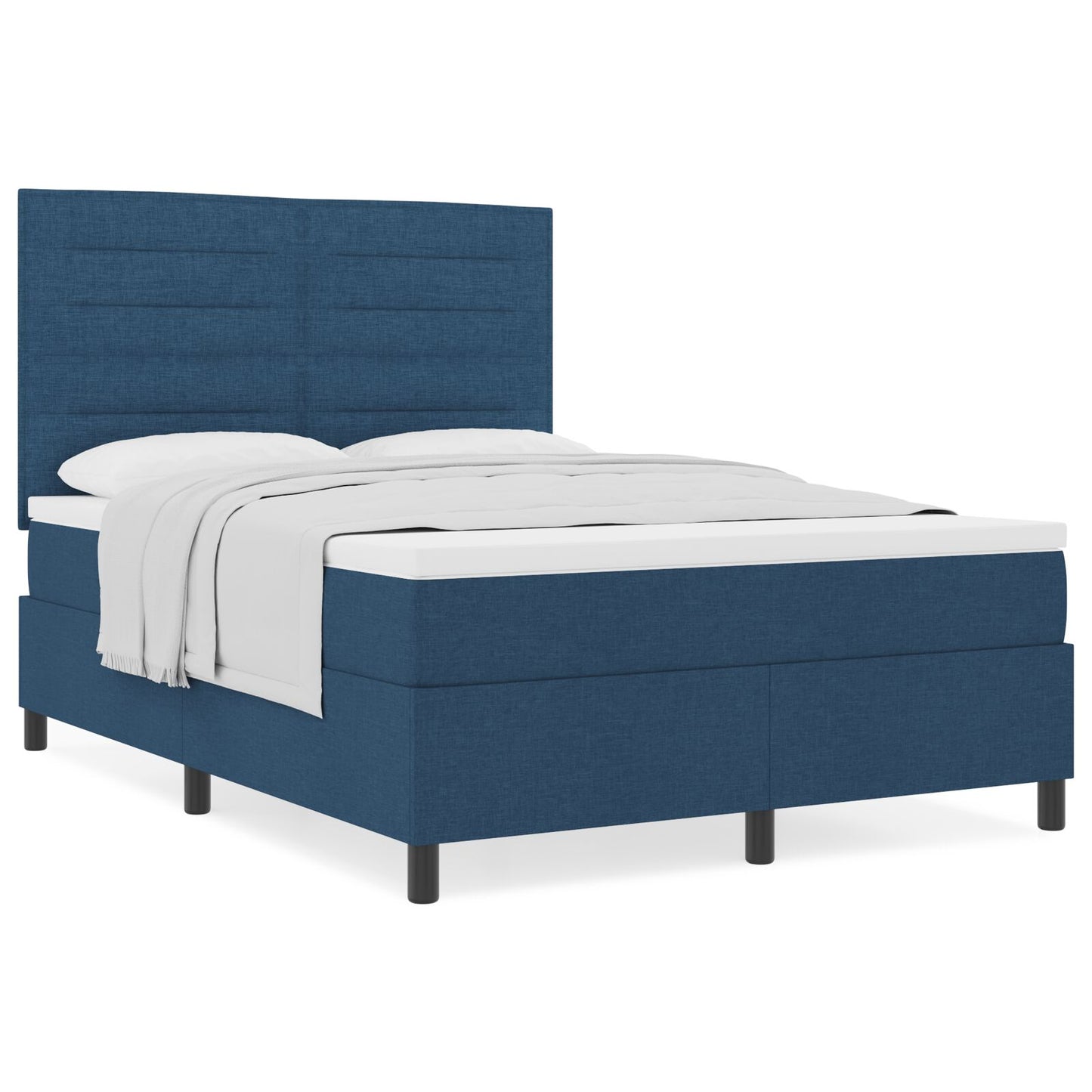 Boxspring Bed Met Matras Stof Blauw 140 x 200 cm Lijnen ontwerp