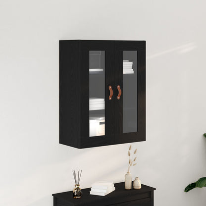 Wandkast Met Glazen Deuren Zwart Eiken 69,5X34X90 Cm