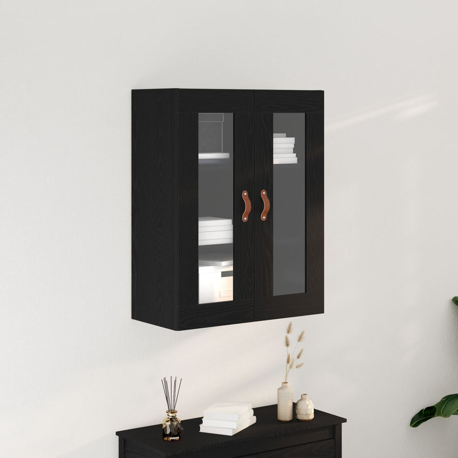 Wandkast Met Glazen Deuren Zwart Eiken 69,5X34X90 Cm