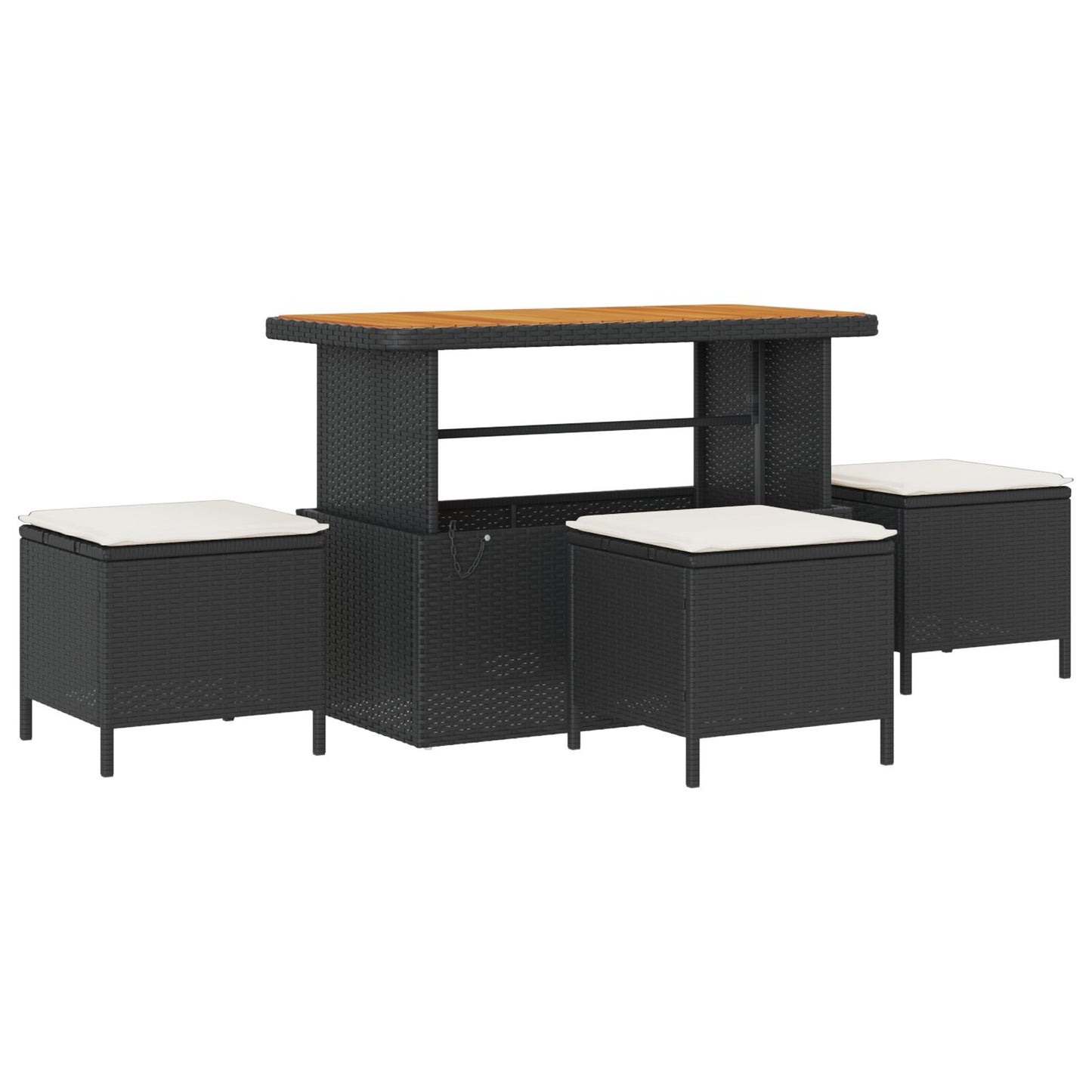 13-Delige Tuinbank Set Met Kussens Zwart Poly Rattan Acacia, 4-Delige Tuin Eet Set Met Kussens Zwart Poly Rattan Acacia, 2-Zit Tuinbank Met Kussens Zwart Poly Rattan Wit