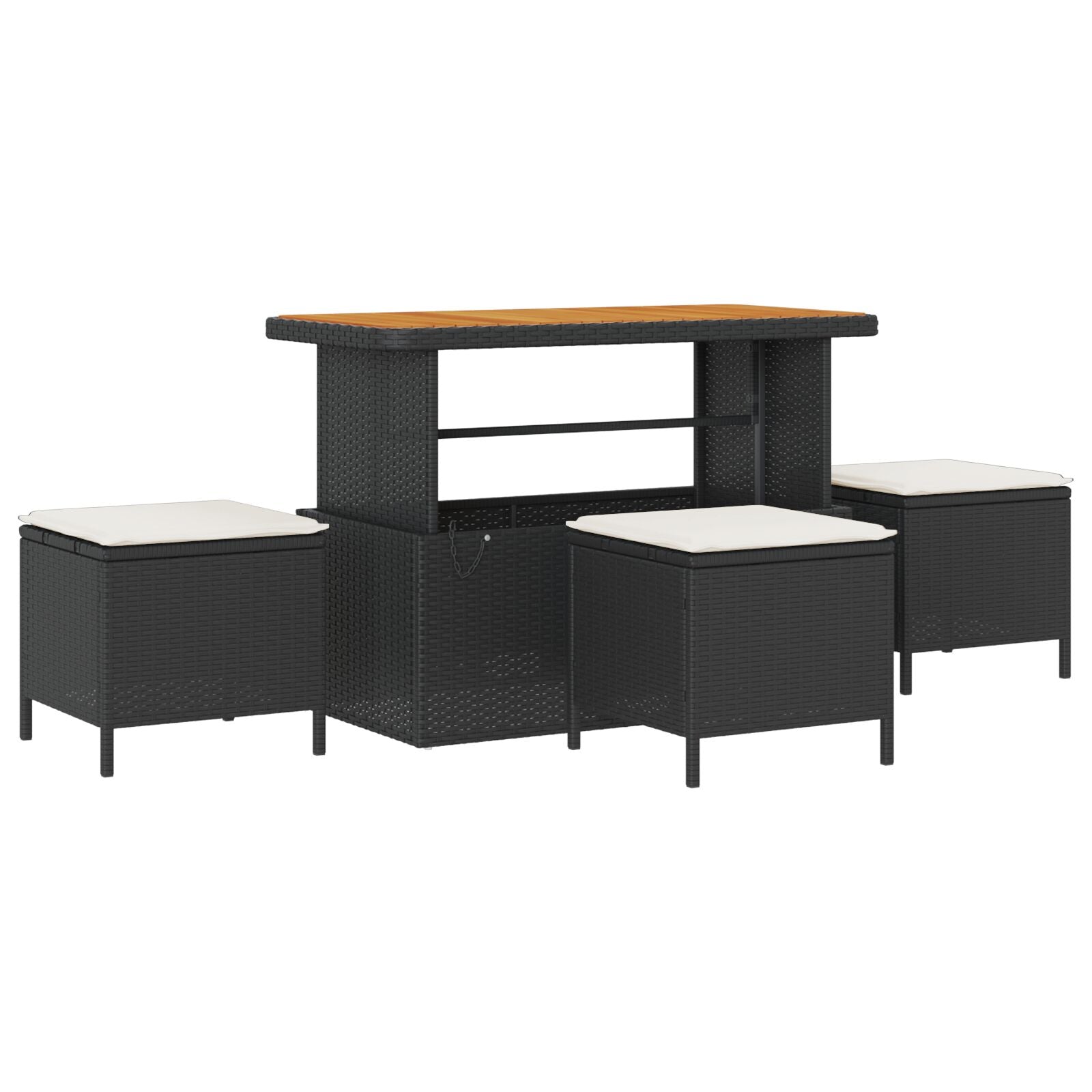 13-Delige Tuinbank Set Met Kussens Zwart Poly Rattan Acacia, 4-Delige Tuin Eet Set Met Kussens Zwart Poly Rattan Acacia, 2-Zit Tuinbank Met Kussens Zwart Poly Rattan Wit