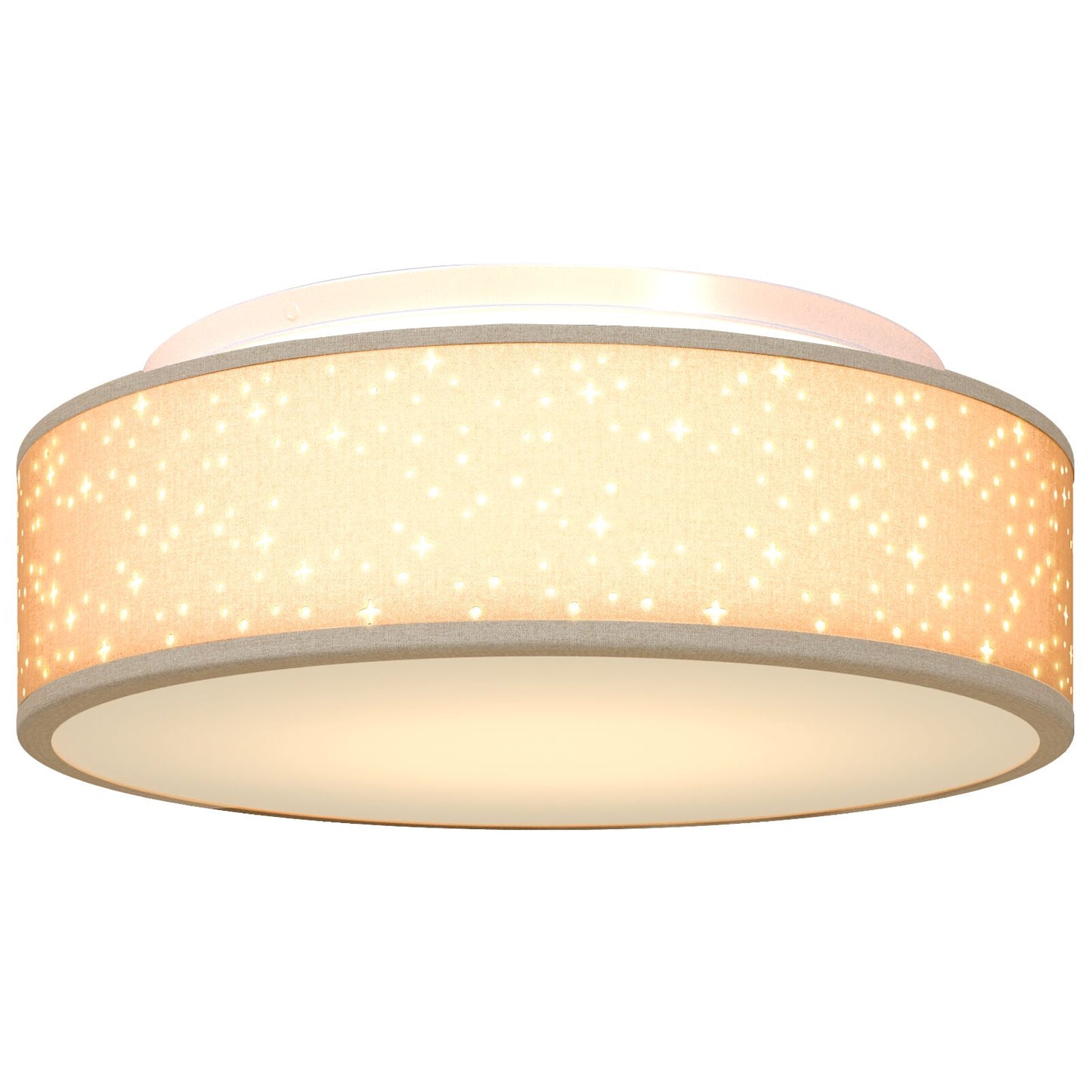 Plafondlampen Ø 38 Cm Stof E27 Ø38 x 13.5 cm Taupe met sterrenlampenkap