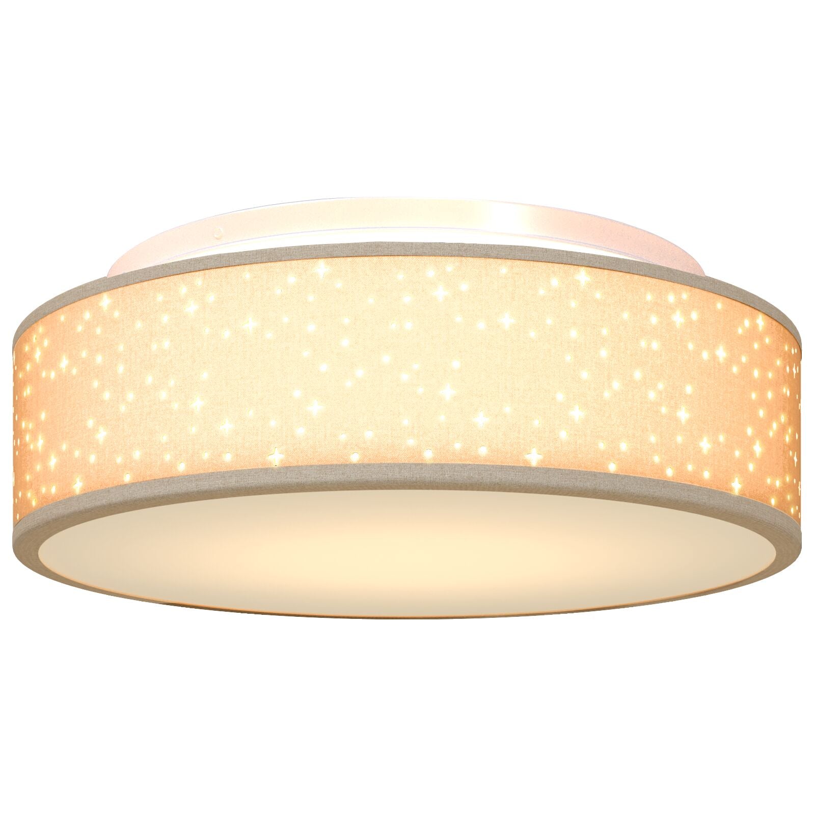 Plafondlampen Ø 38 Cm Stof E27 Ø38 x 13.5 cm Taupe met sterrenlampenkap