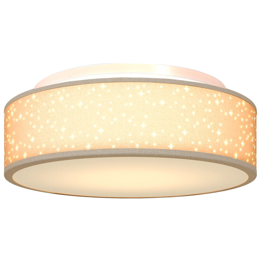 Plafondlampen Ø 38 Cm Stof E27 Ø38 x 13.5 cm Taupe met sterrenlampenkap
