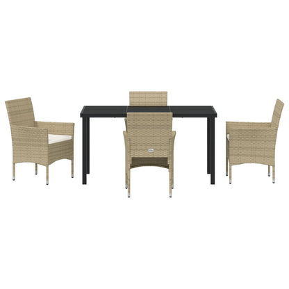 5 Delig Tuin Eetset Beige Poly Rattan