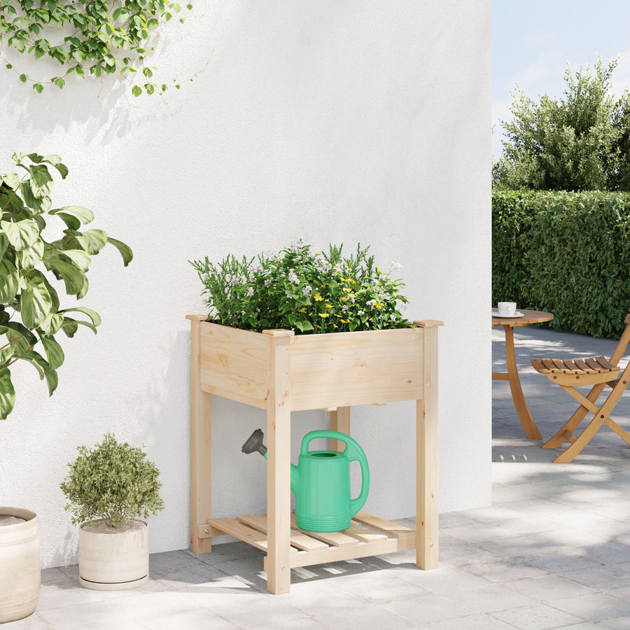 Tuinplanter Met Plank 60X60X76 Cm Massief Vurenhout 60.5 x 60 x 76.5 cm