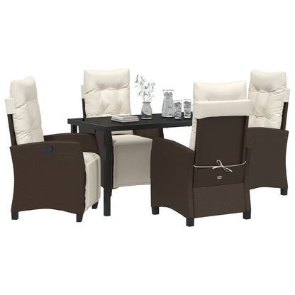 5-Delige Tuin Eetset Bruin Poly Rattan