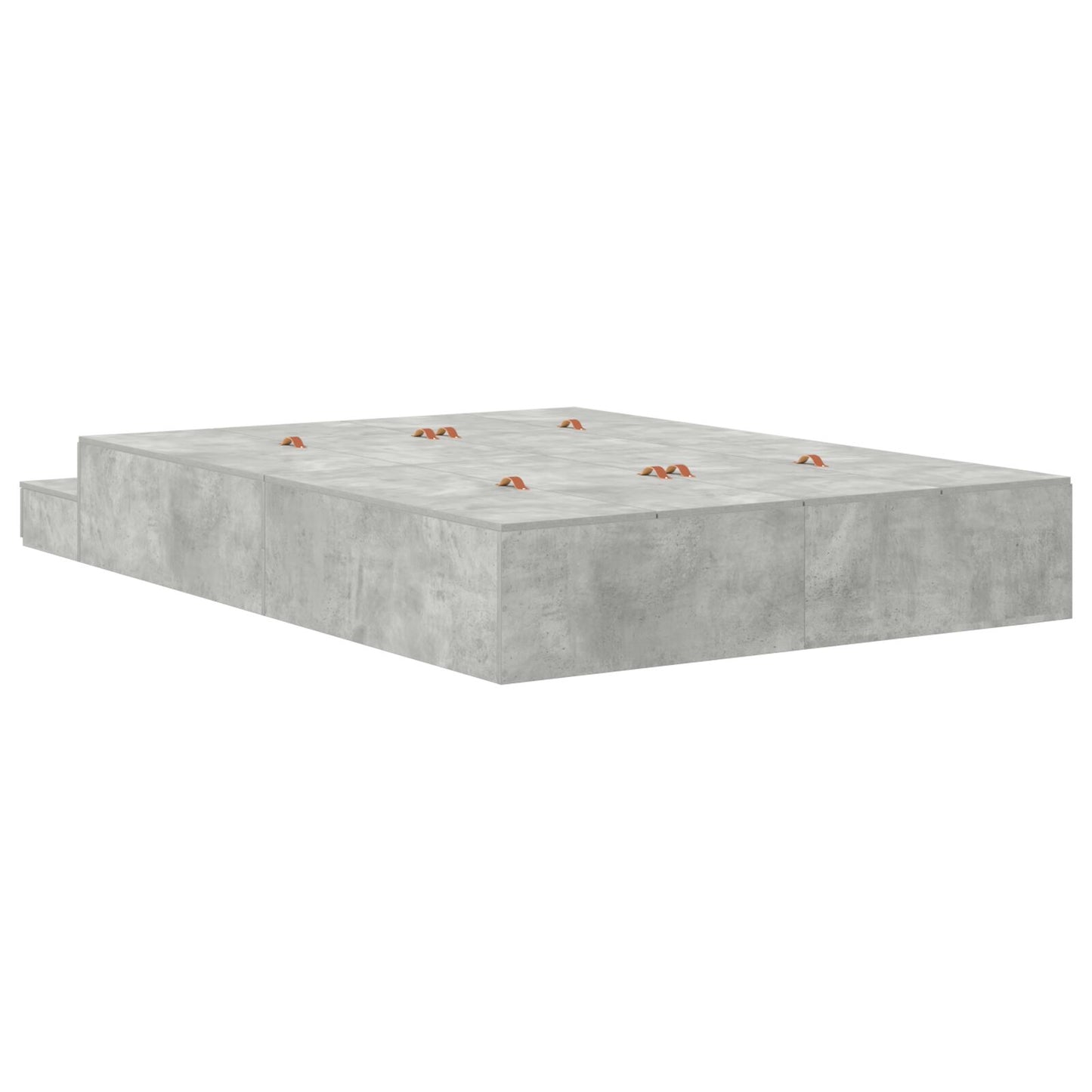 Opbergbedframe Grijs Bewerkt Hout 135,5 X 190 X 31,5 Cm Artisanaal Eiken