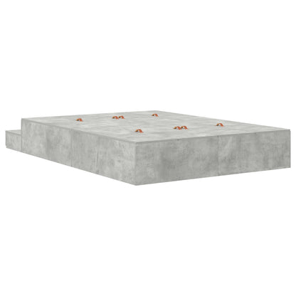 Opbergbedframe Grijs Bewerkt Hout 135,5 X 190 X 31,5 Cm Artisanaal Eiken