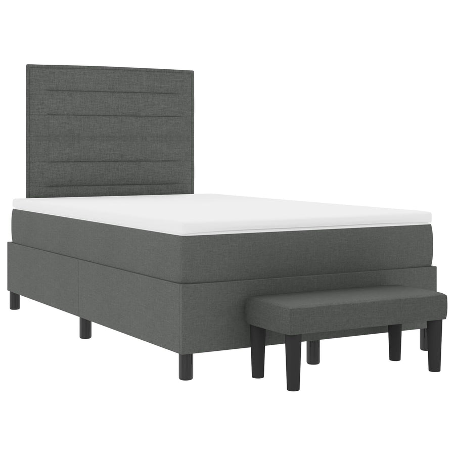 Boxspringbed Met Matras & Bank Stof Donkergrijs 120 x 200 cm Lijnen ontwerp