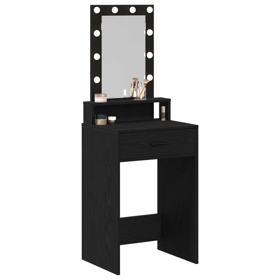 Kaptafel Met Led-Verlichting Zwart Eik Zwart eiken 50 x 41 x 140 cm
