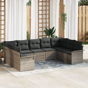 Loungeset poly rattan 9-delig grijs