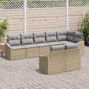 Tuinbankenset poly rattan 8 personen beige lichtgrijs