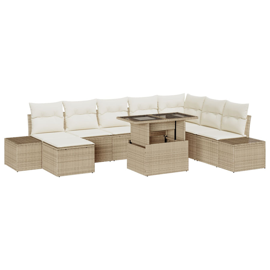 Tuin Sofa Set Set Van 9 Beige Poly Rattan Tuin Hoekbank