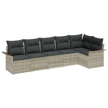 6-Delige Tuin Sofa Set Met Kussens Poly Rattan Lichtgrijs zonder tafel
