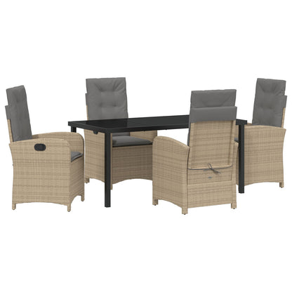 5-Piece Tuin Eet Set Met Kussens In Beige Poly Rattan