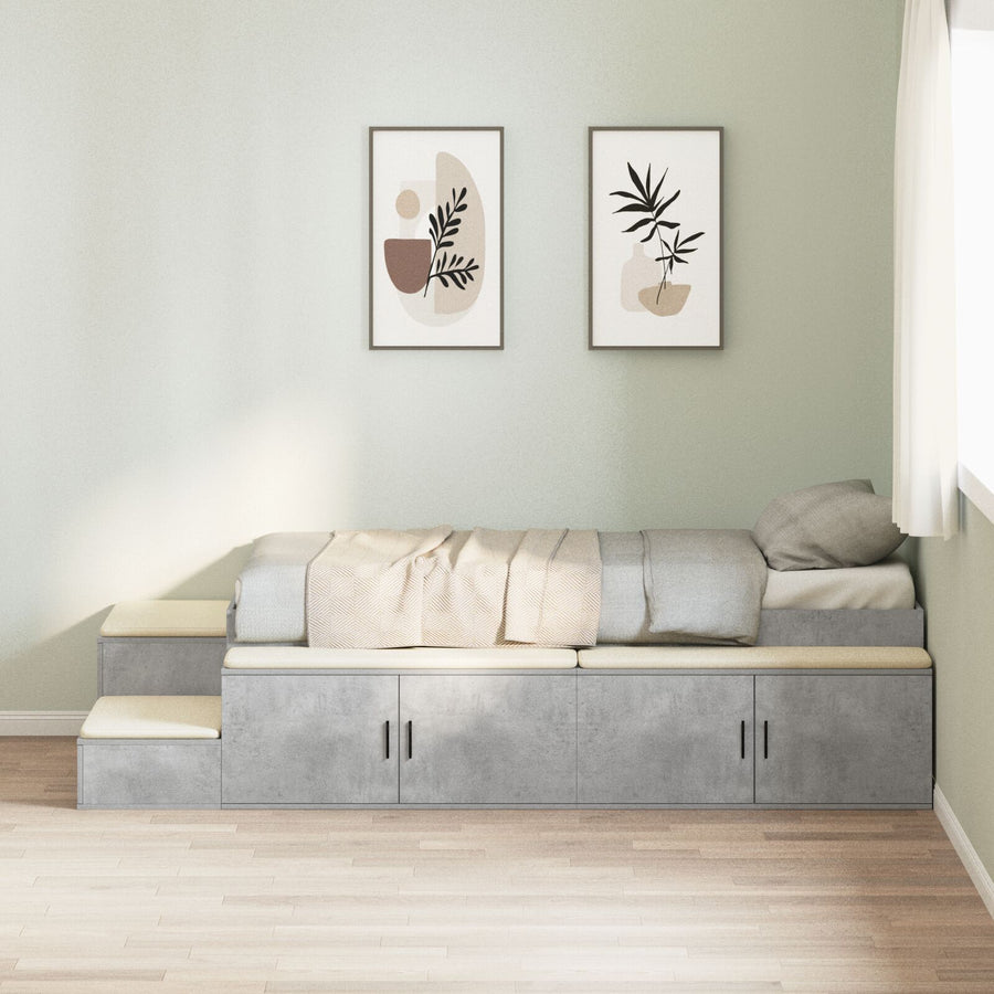 Opslagbed Beton Grijs Engineered Wood 75 X 190 Cm Opslagbedframe Artisanaal Eiken