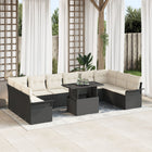 Garden Sofa Set with cushions 11 pcs Black Polyrattan
