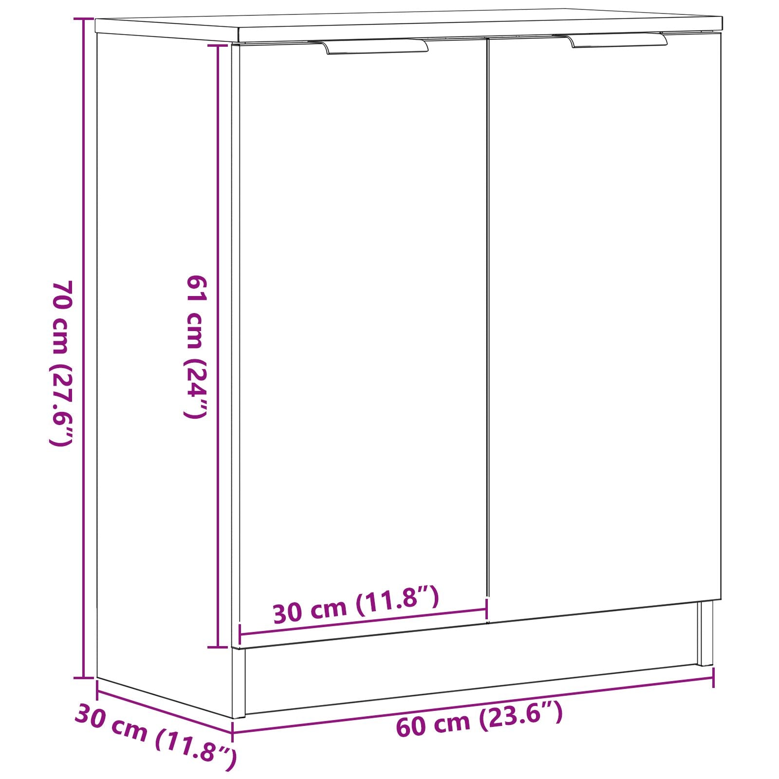 Dressoir Zwart Eiken 60X30X70 Cm Gelaagd Hout