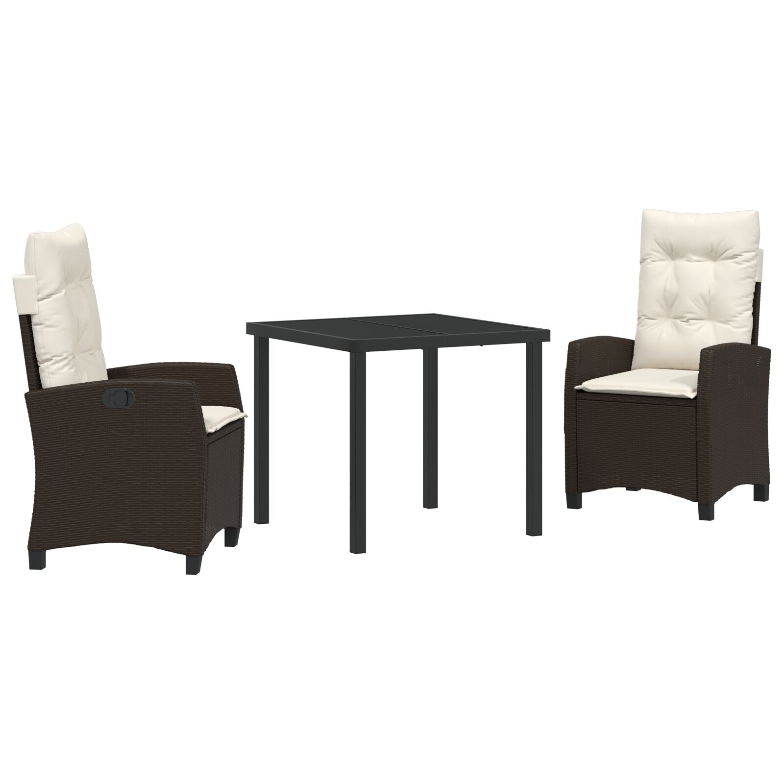 3-Delig Tuin Eetset Met Kussens Bruin Poly Rattan
