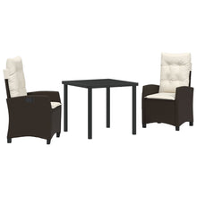3-Delig Tuin Eetset Met Kussens Bruin Poly Rattan