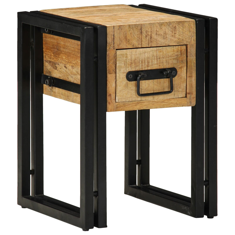 Bijzettafel Met Lade Zwart Massief Mangohout 30 x 30 x 40 cm Massief ruw mangohout