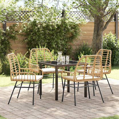 5-Delige Tuin Eetset Met Kussens Bruin Poly Rattan