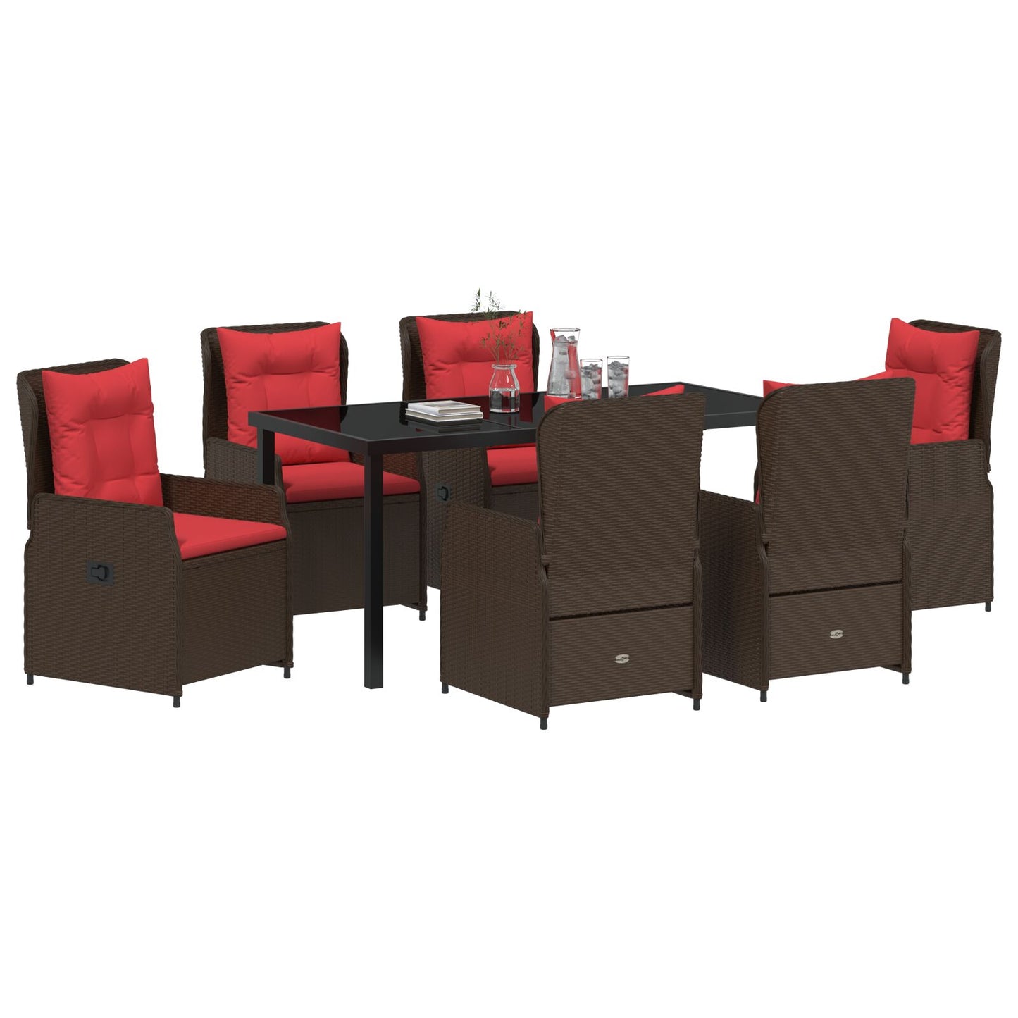7-Delige Tuin Eet Set Bruin Poly Rattan