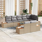 Garden lounge set with cushion 9 pcs Beige Poly Rattan
