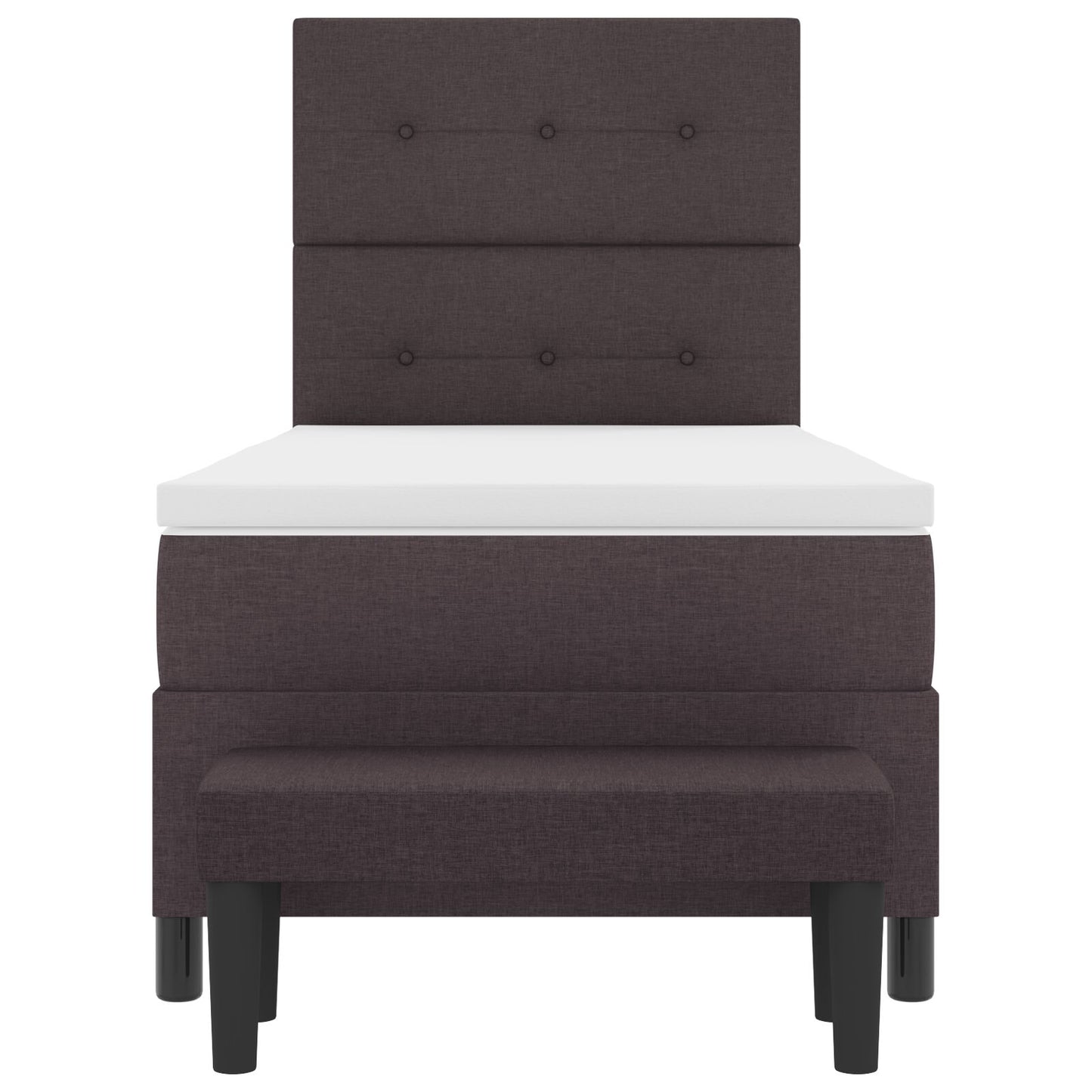 Boxspringbed Met Matras En Bankje Stof Donkerbruin 90 x 190 cm Knopgehemde