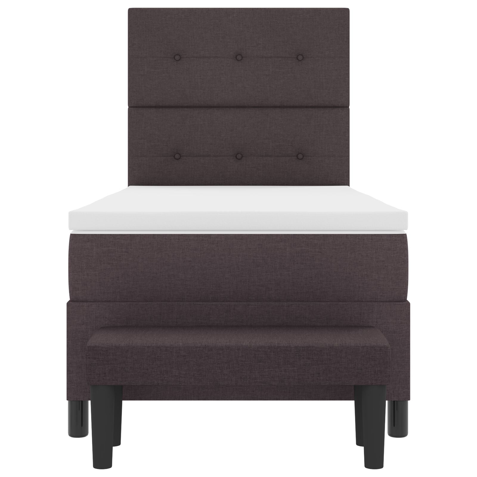 Boxspringbed Met Matras En Bankje Stof Donkerbruin 90 x 190 cm Knopgehemde