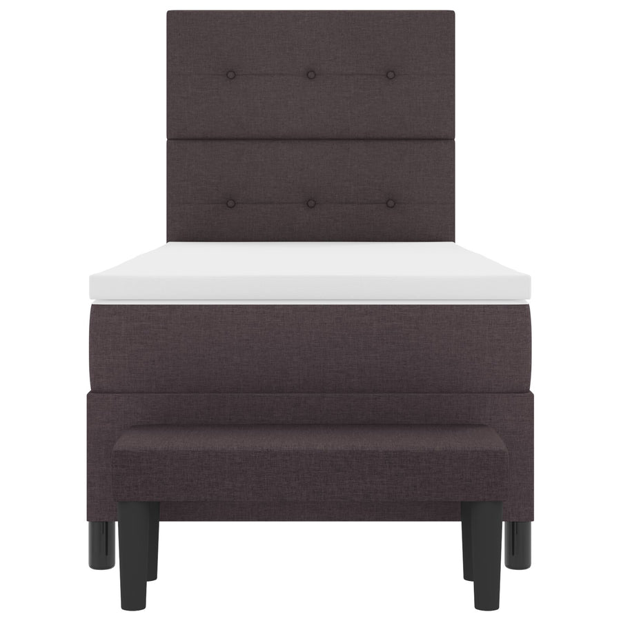 Boxspringbed Met Matras En Bankje Stof Donkerbruin 90 x 190 cm Knopgehemde