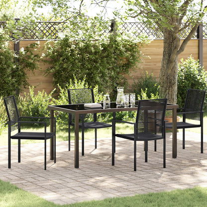 5 Delige Tuin Eetset Zwart Pvc Riet