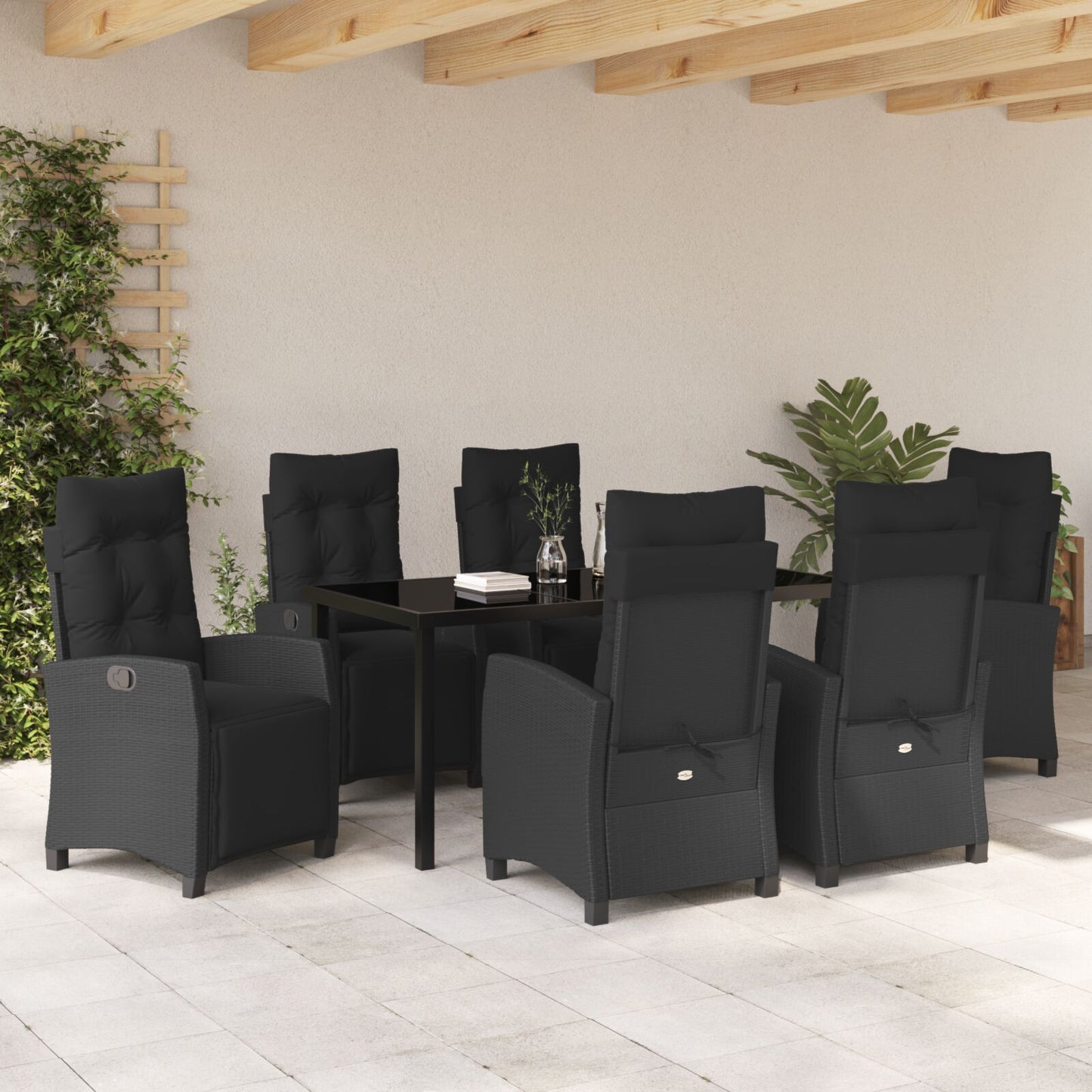 7-Delige Tuinset In Zwart Poly Rattan