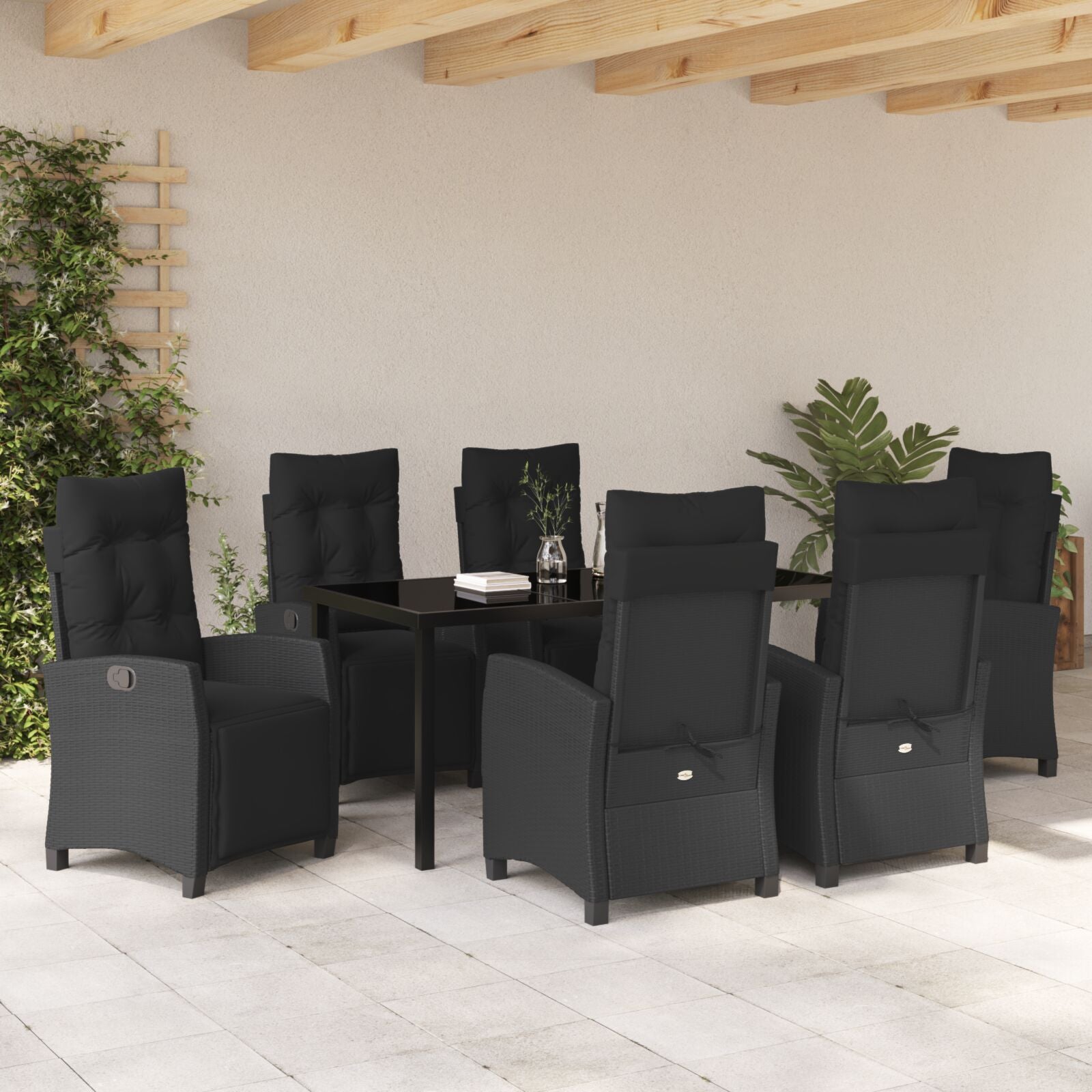 7-Delige Tuinset In Zwart Poly Rattan