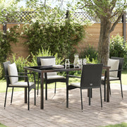 Tuin eettafelset 5-delig poly rattan zwart