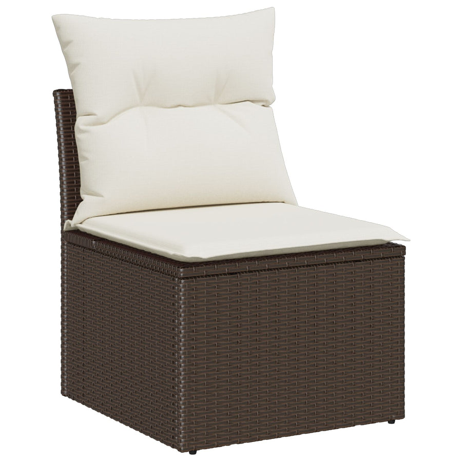 8-Delige Tuin Sofa Set Met Kussens Bruin Poly Rattan