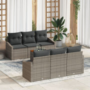 Tuinbankenset poly rattan 7-delig grijs