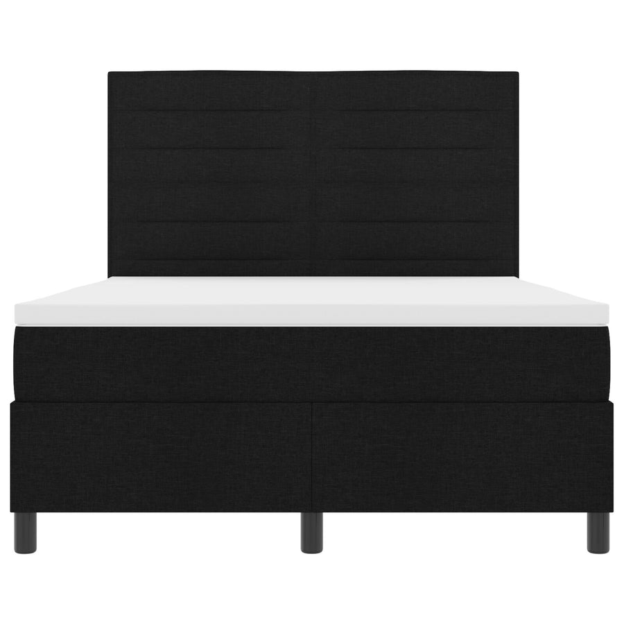 Boxspring Bed Met Matras Stof Zwart 140 x 200 cm Lijnen ontwerp