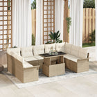Garden Sofa Set with Cushion 10 pcs Beige Polyrattan