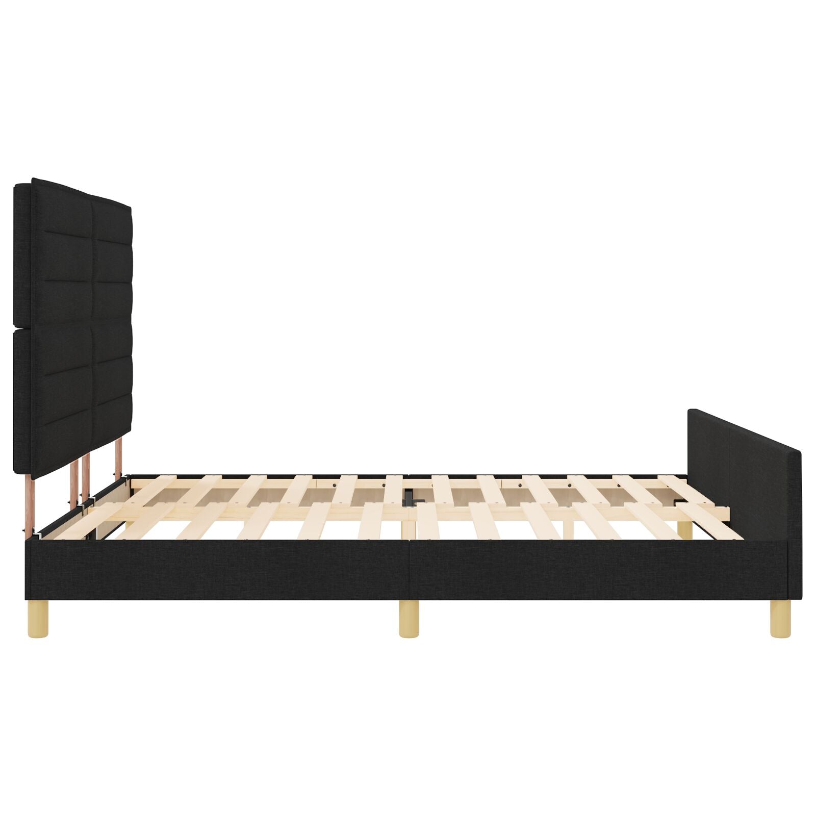 Bedframe Zwart 180X200 Cm Stof Crème