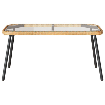 2-Delige Tuinsofa Set Met Kussens Van Poly Rattan Natuurlijk Sofa + tafel