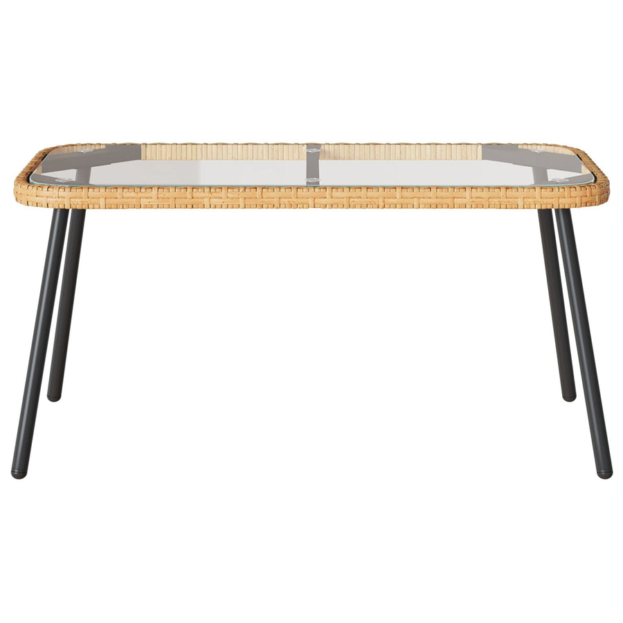 2-Delige Tuinsofa Set Met Kussens Van Poly Rattan Natuurlijk Sofa + tafel