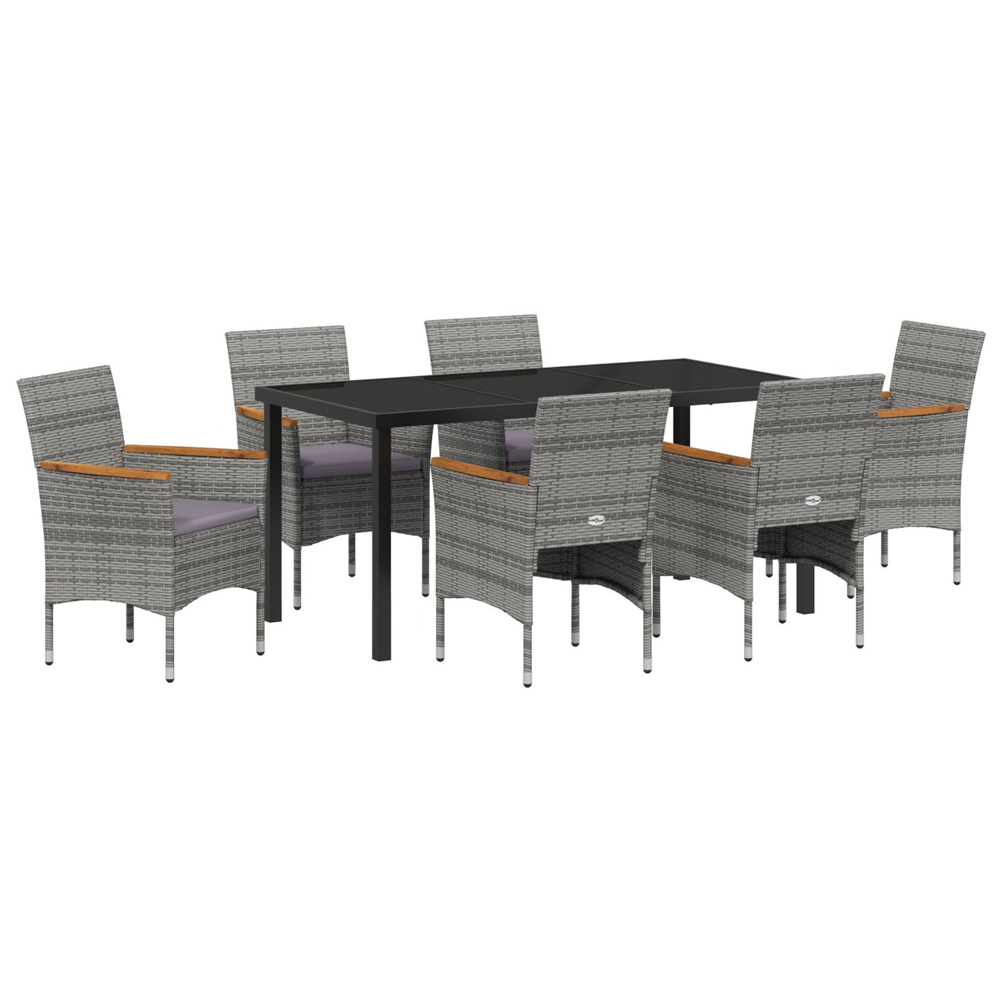 7-Delige Tuin Eetset Grijs Poly Rattan