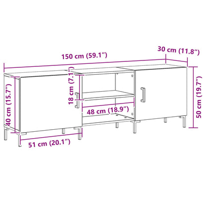 Tv-Meubel 150X30X50 Cm Engineered Hout Zwart eiken