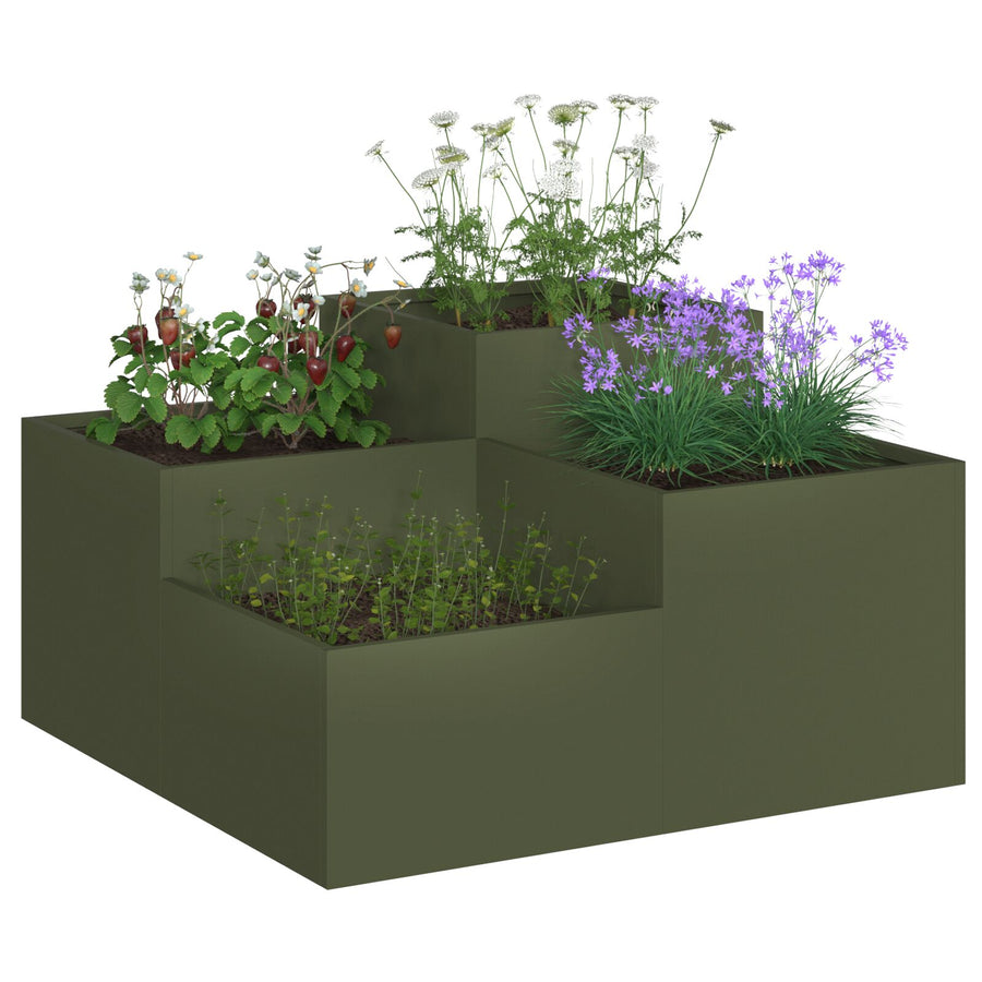 Tuin Plantenbak Olijf Groen Staal Olijfgroen 80 x 80 x 48 cm
