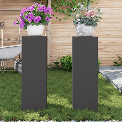 Buiten Plantstands Pilaar 2 Stuks 24X24X75 Cm Staal Zwart 2x (75 cm)